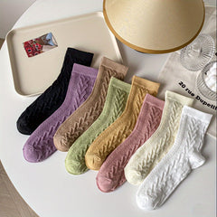 8 Pairs Heart Print Socks Women's Mid Tube Stockings