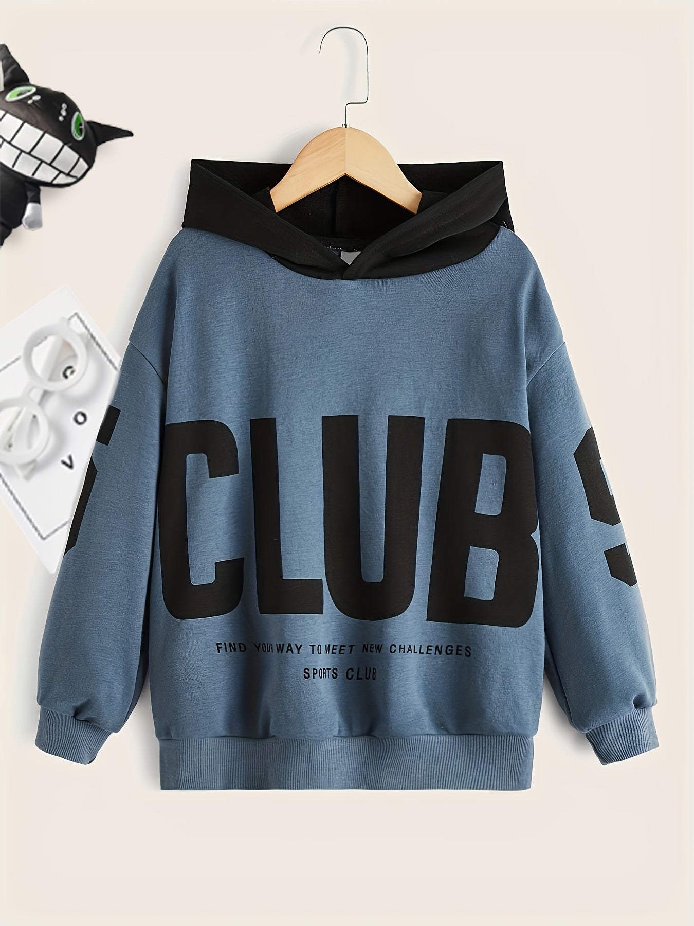 Kid's Hoodie CLUB Print Hooded Long Sleeve Top for Spring Fall