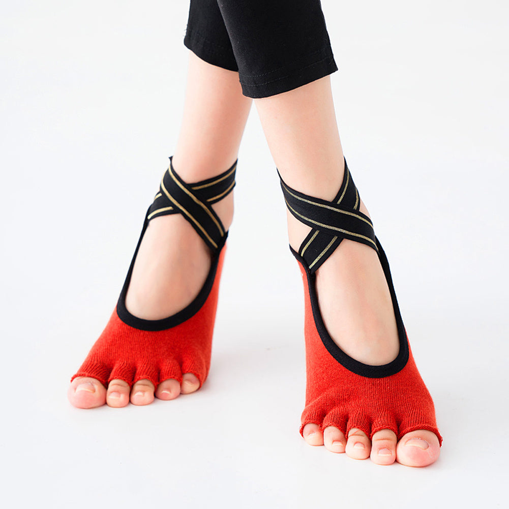 3 Pairs Women's Yoga Socks Non Slip Grips And Straps Ideal For Pilates Pure Ball
