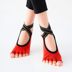3 Pairs Women's Yoga Socks Non Slip Grips And Straps Ideal For Pilates Pure Ball