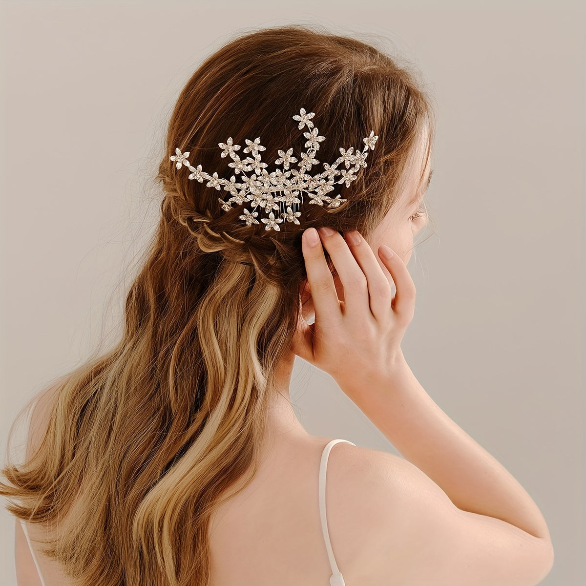 Silvery Flower Bride Hair Comb Wedding Hair Accessories For Brides