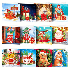 12pcs DIY Christmas Cards Diamonds Drawing Kit for Kids