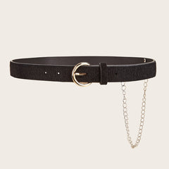 PU Leather Belt Round Buckle Belt for Weekend Casual Sports Wedding Party