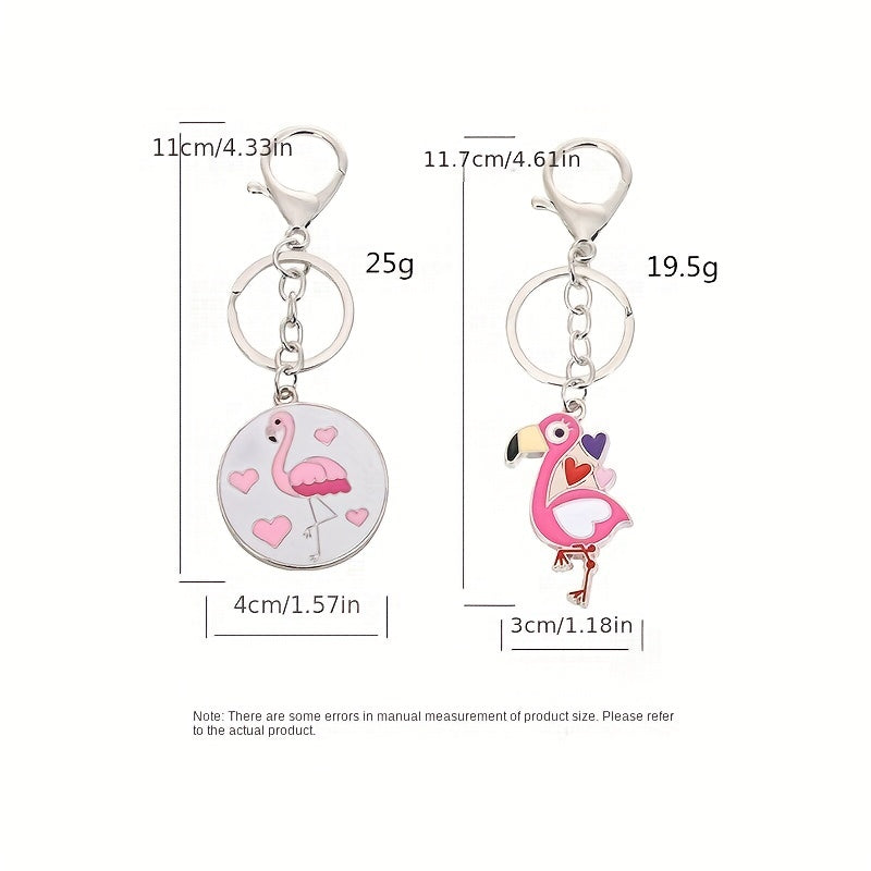 Cartoon Flamingo Owl Metal Keychain Pendant For Girls