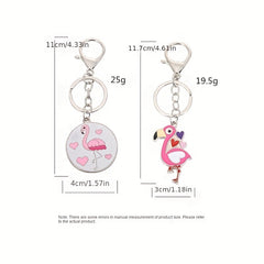 Cartoon Flamingo Owl Metal Keychain Pendant For Girls