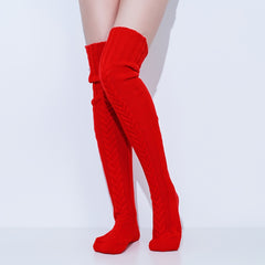 Thick Twist Knit Thigh High Socks Women's Stockings
