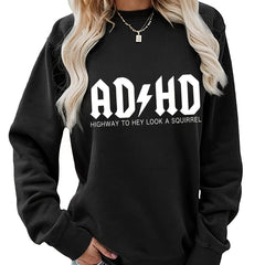 Letter Print Loose Sweatshirt Casual Long Sleeve Crew Neck