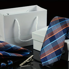 Men's Tie Dot Flower Striped Necktie Set