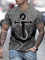 Men's Anchor Graphic T Shirt 3D Digital Print Casual Tee