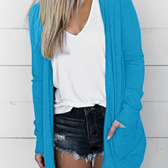 Long Sleeve Open Front Cardigan With Pockets