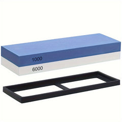 Double Sided Sharpening Stone with Bamboo Base Scissor Sharpener