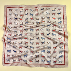 Yellow Horse Pattern Satin Square Scarf Head Wraps Neckerchief For Women