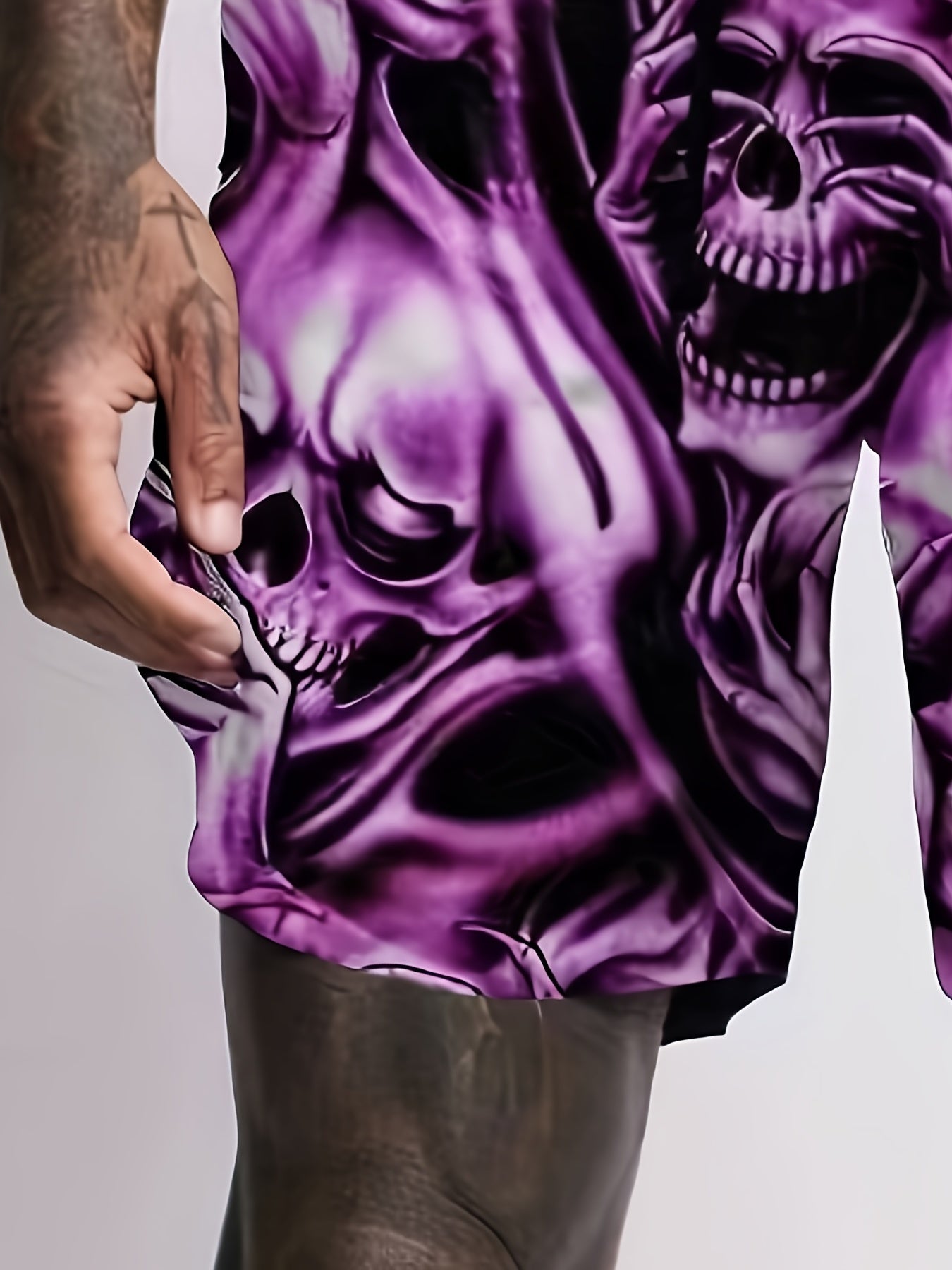 Men's Skull Graphic Shorts with 3D Print & Elastic Waist