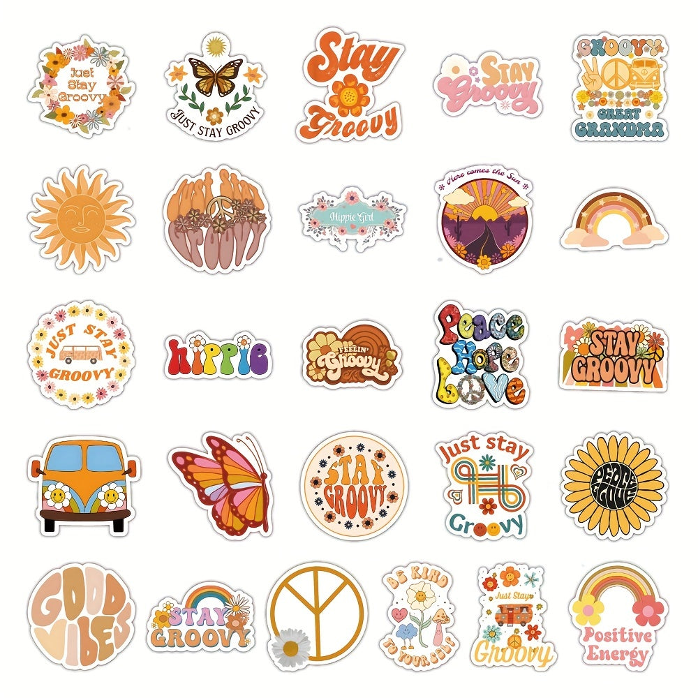 50Pcs Hippie Stickers Preppy Sticker Packs Hippy Party Decor...