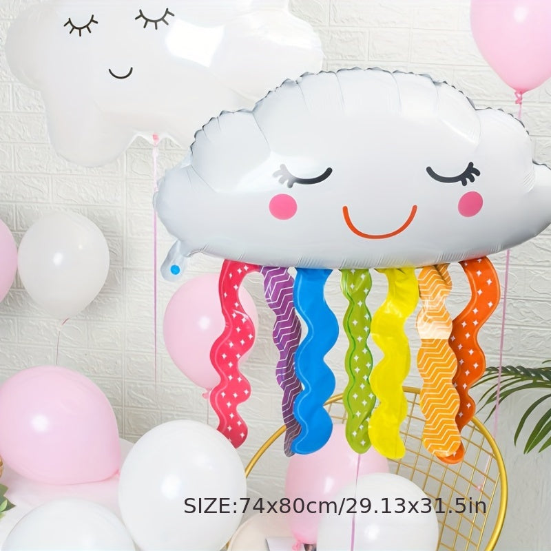 12pcs Cloud Aluminum Foil Balloon Rainbow Cloud Shaped Foil Balloons