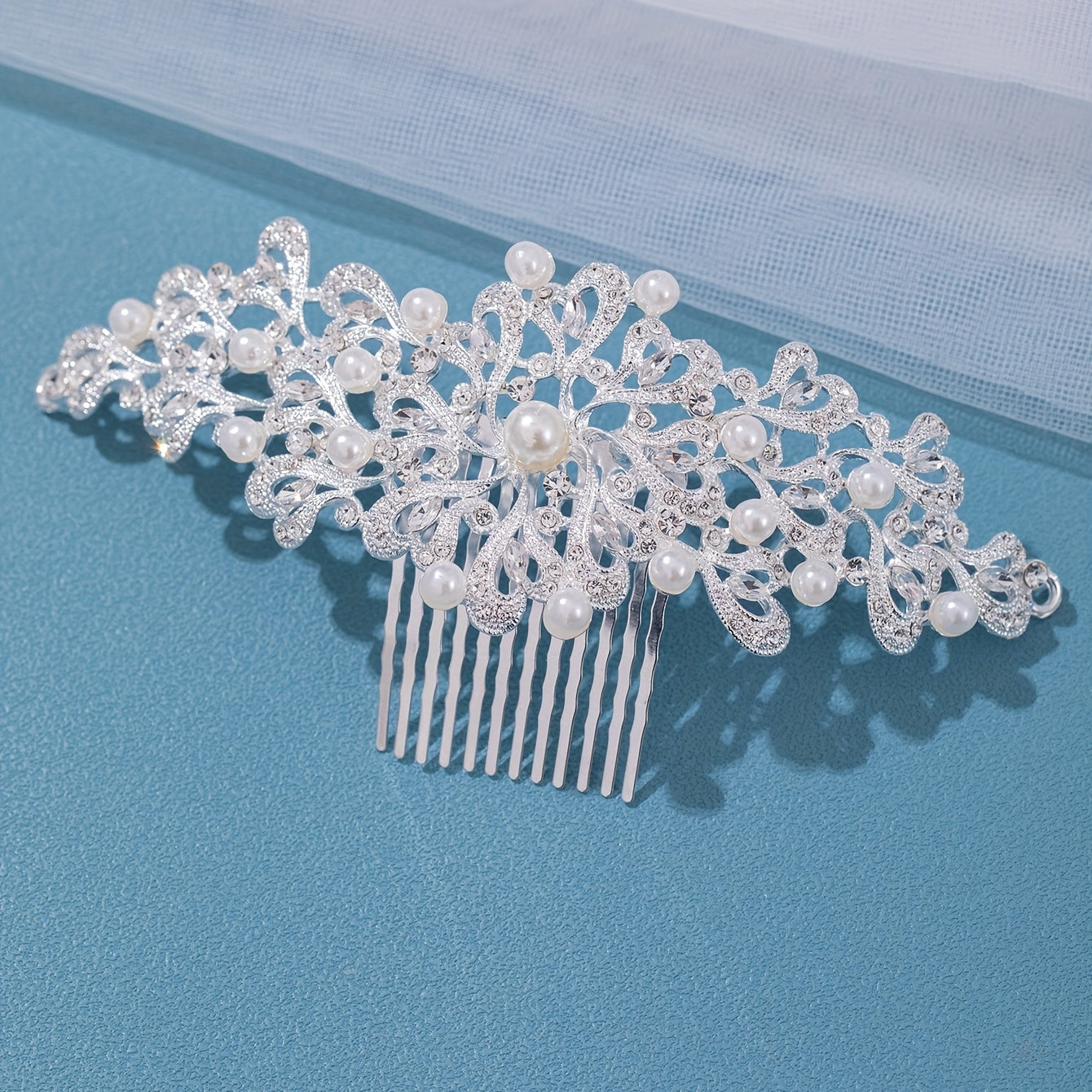 Girl's Rhinestone Flower Hair Comb, Evening Party Hairpin