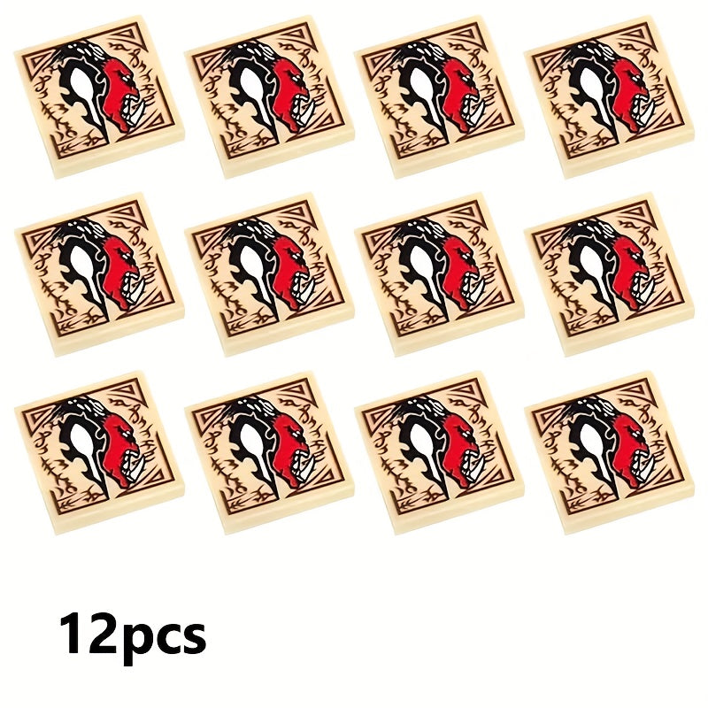 12 Styles Printed Blocks Toy Accessory 2x2 Flat Compatible with 3068 Seal Demon
