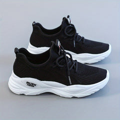 Women's Knit Sneakers Lace Up Running Shoes Soft Sole Comfort