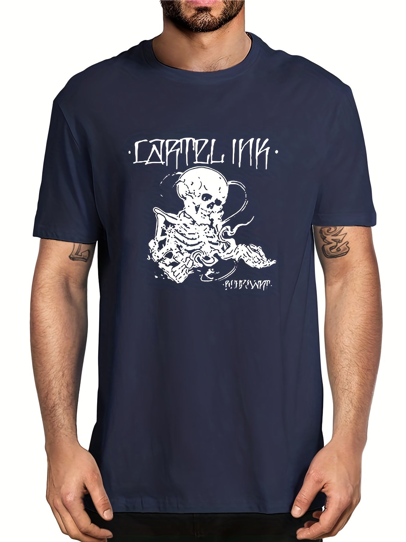 Men's Skeleton Graphic T shirt Casual Tee for Summer Outdoor