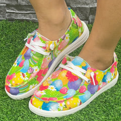Colorful Egg & Floral Easter Skateboard Shoes Lightweight Running Shoes