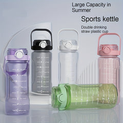 1.5L 2L Large Handle Water Bottle Portable Leakproof Clear Cup with Scale