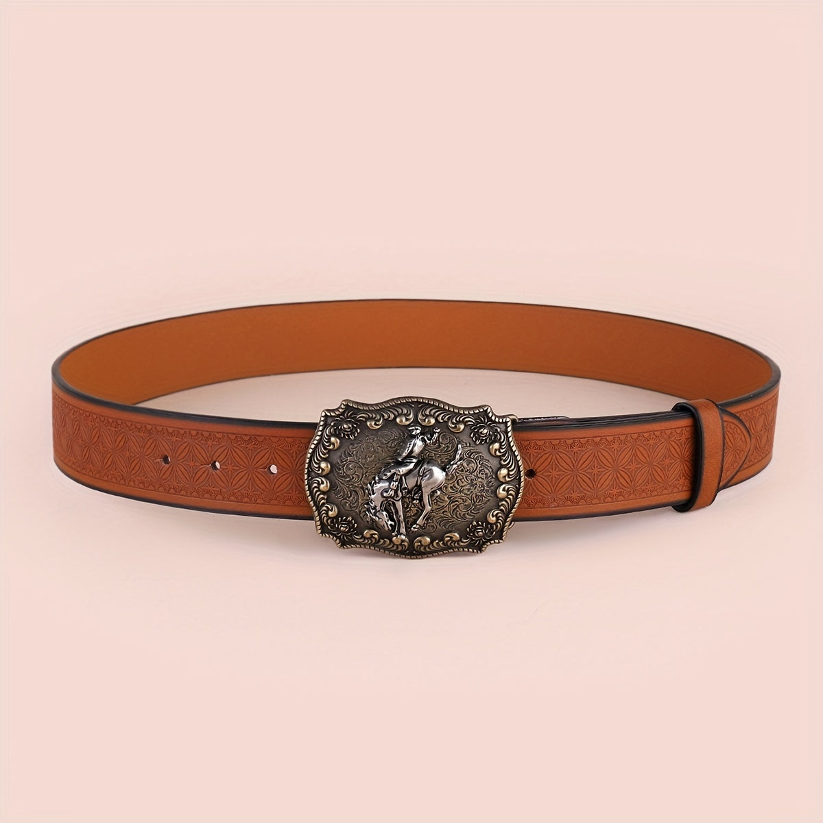 Men's Western Cowboy Pattern PU Leather Belt Casual Belt