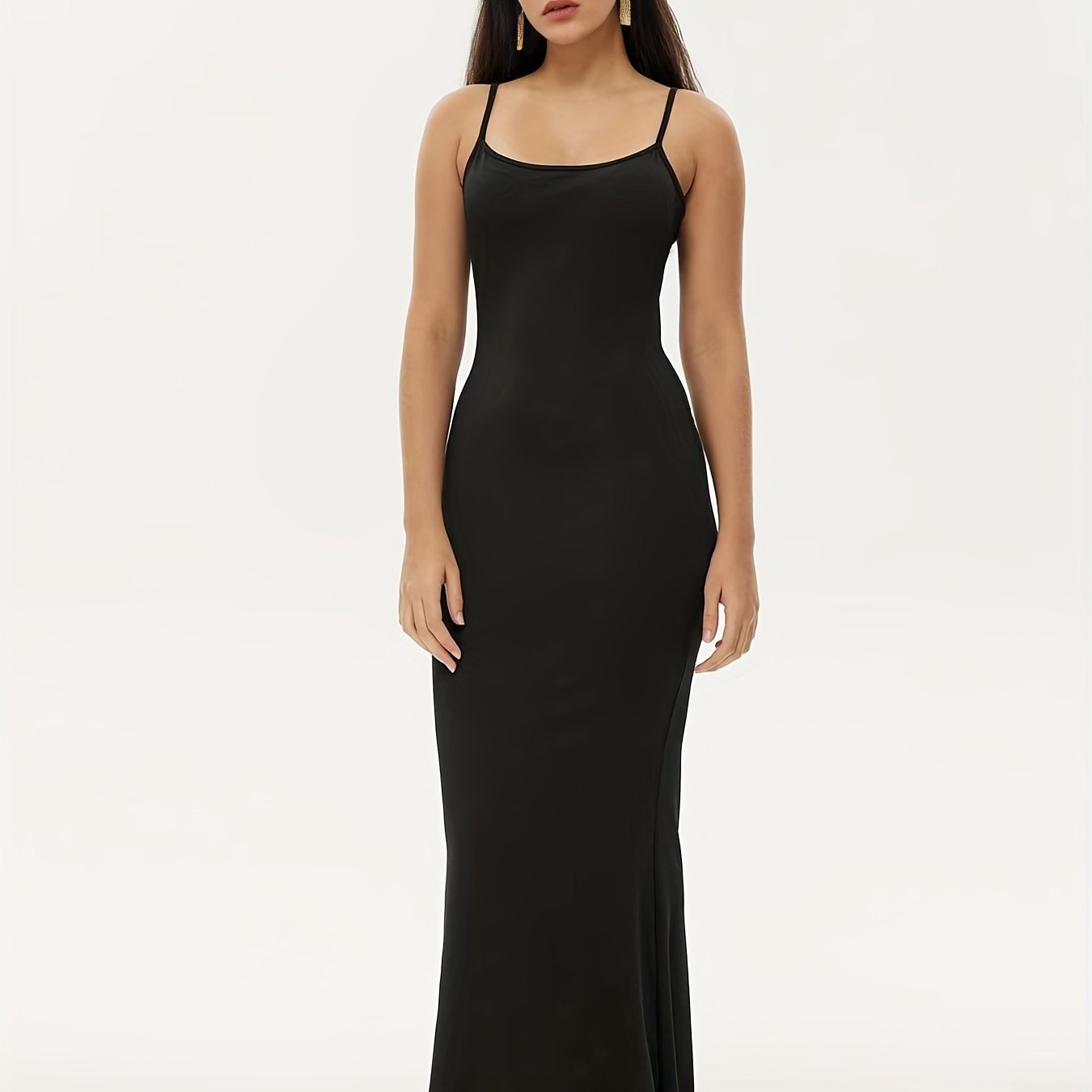 Square Neck Spaghetti Strap Long Dress Sexy Slim Waist Summer Bodycon Maxi Dress