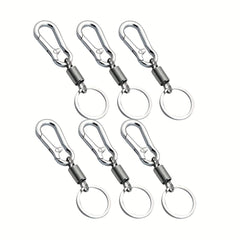 6pcs Spring Buckle Keychain Clip Key Ring Retractable Metal Key Holder Hook