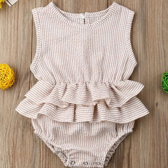 Newborn Sleeveless Romper Ruffles Crew Neck Bodysuit for Baby Girls