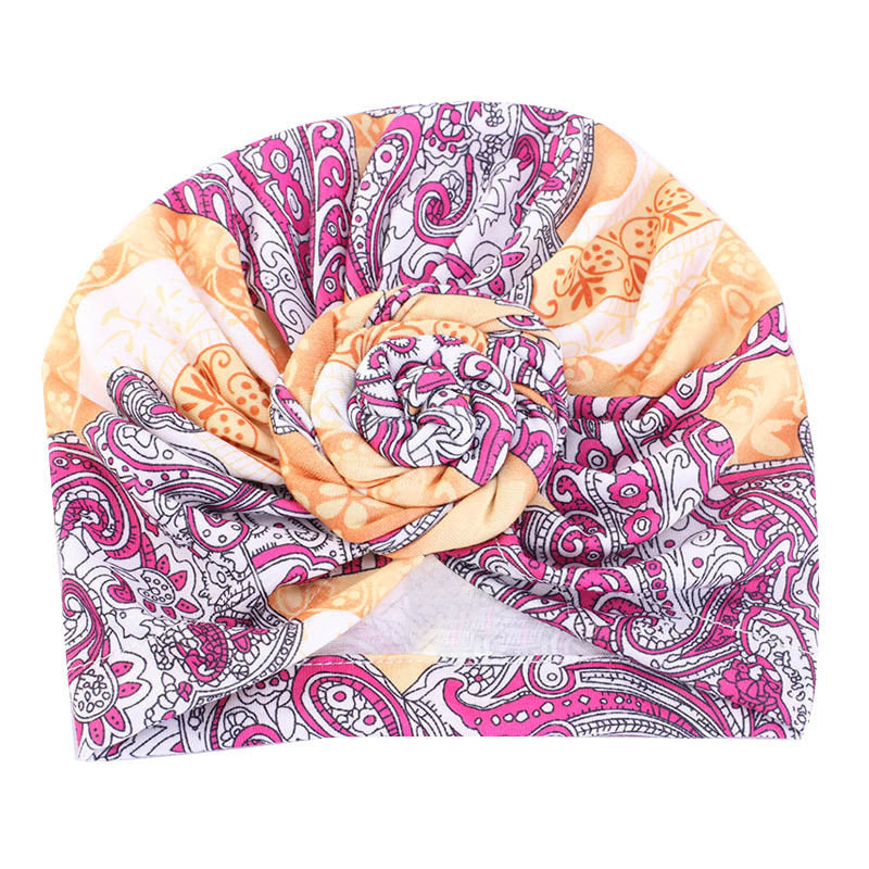 African Style Print Top Knot Girls Flower Baby Hat Bandana
