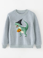 Dino & Pumpkin Girls Sweatshirt for Halloween Party