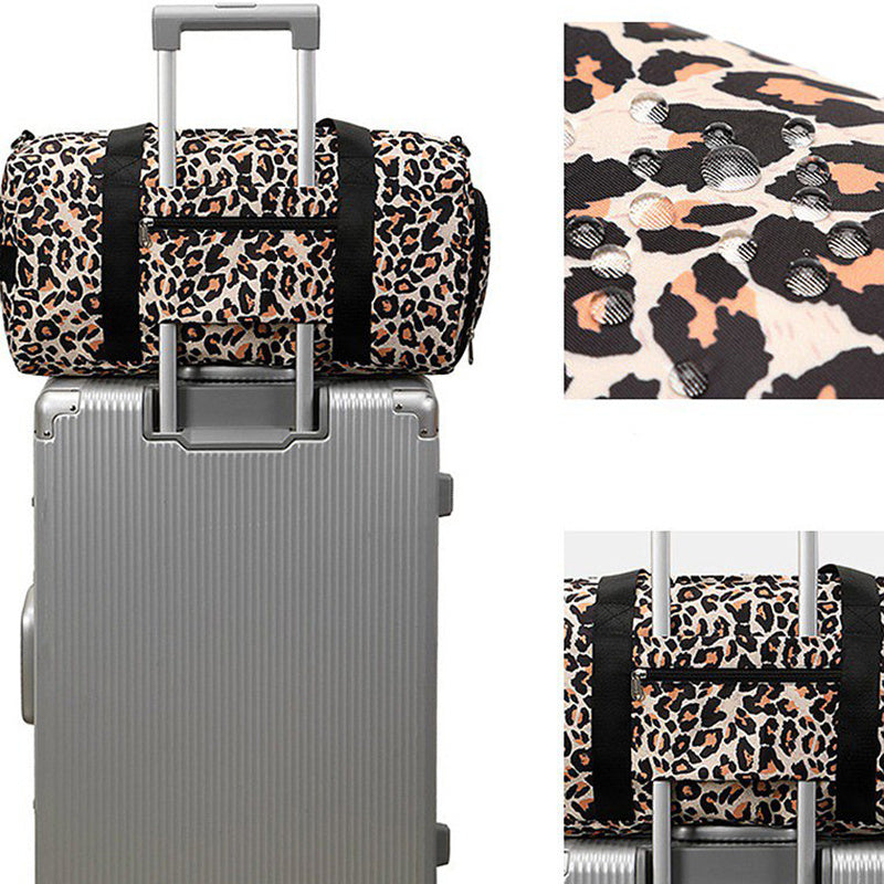 Leopard Gym Bag Waterproof Travel Overnight Men Women Dance Class