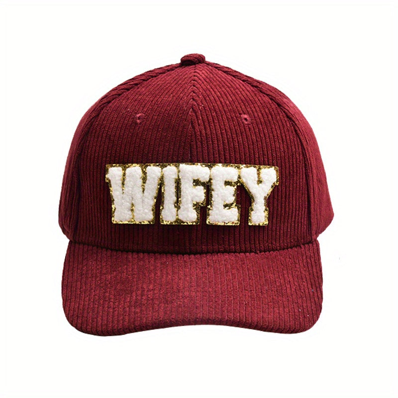 WIFEY Corduroy Baseball Cap Womens Dad Hat Adjustable Sports