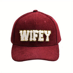 WIFEY Corduroy Baseball Cap Womens Dad Hat Adjustable Sports