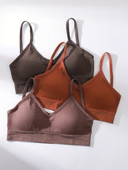 Solid Ribbed Cami Tops V Neck Sports Crop Top Women's Lingerie & Underwear