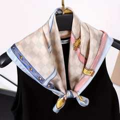 Classic Print Square Scarf Bandana Boho Satin Neckerchief Shawl Silk Head Wrap