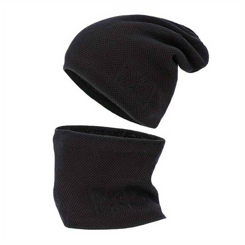 2-Piece Set Velvet Knitted Hat for Women Men Winter Warmth