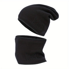 2-Piece Set Velvet Knitted Hat for Women Men Winter Warmth