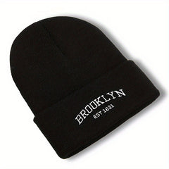 Unisex BROOKLYN Embroidered Knit Hat for Autumn and Winter