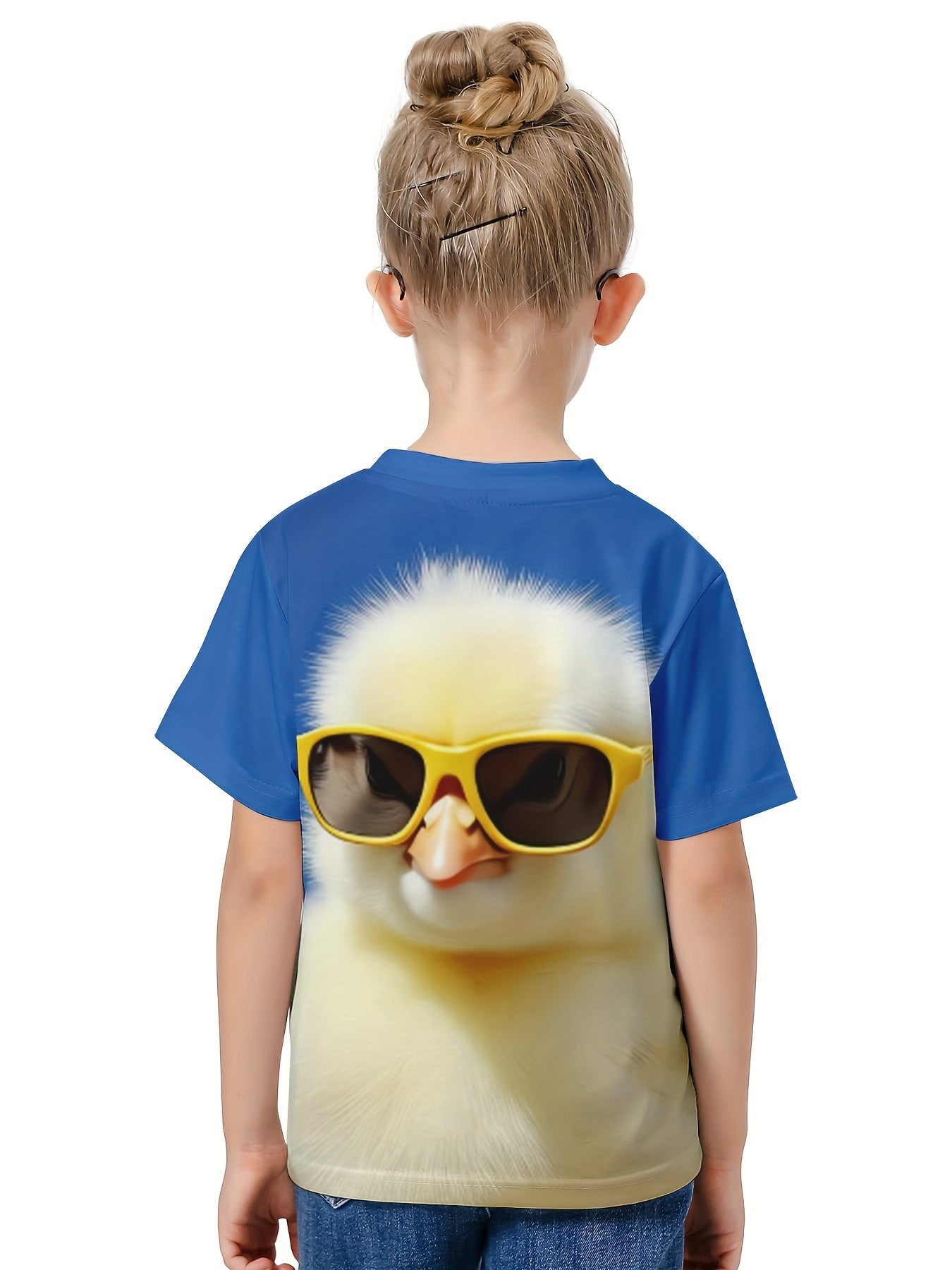 Girls Boys 3D Chick Print T-shirt Summer Sports Pullover