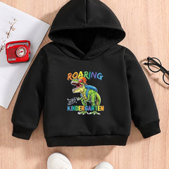 Dino Kindergarten Print Baby Boys Hooded Sweatshirt