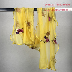 Yellow Lace Scarf Comfortable Breathable Shawl Beach Travel Head Wrap Women