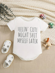 Letter Graphic Print Short Sleeve Onesie for Baby Boys and Girls