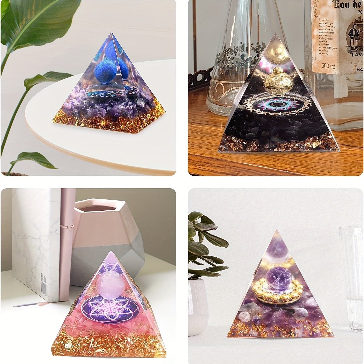 5pcs Pyramid Resin Casting Silicone Jewelry Molds Set for Resin Crafts