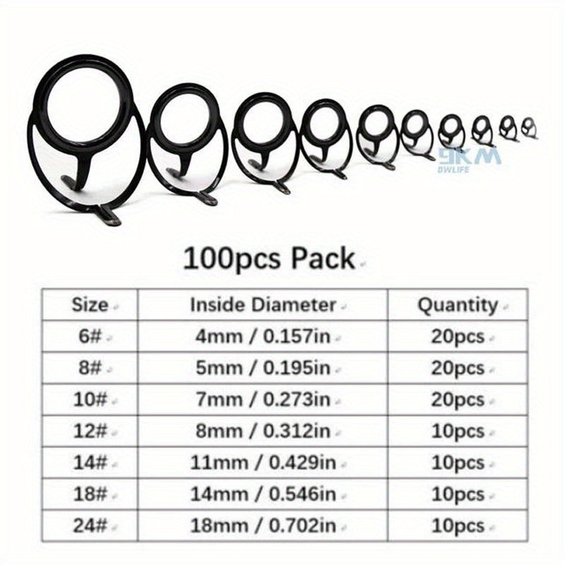 Stainless Steel Fishing Rod Guide Rings 4-38mm 50pcs/100pcs