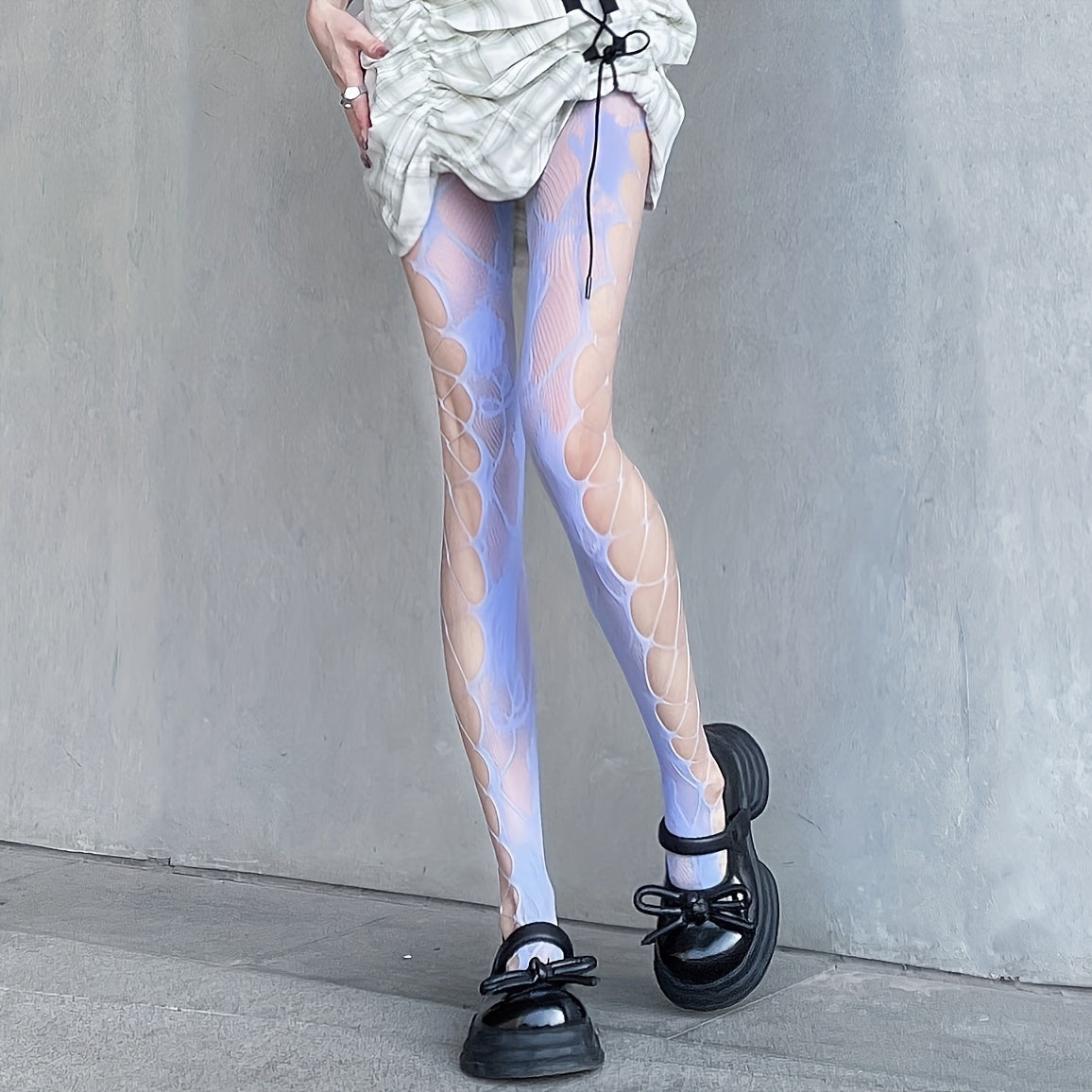 Floral Jacquard Fishnet Tights High Waist Pantyhose