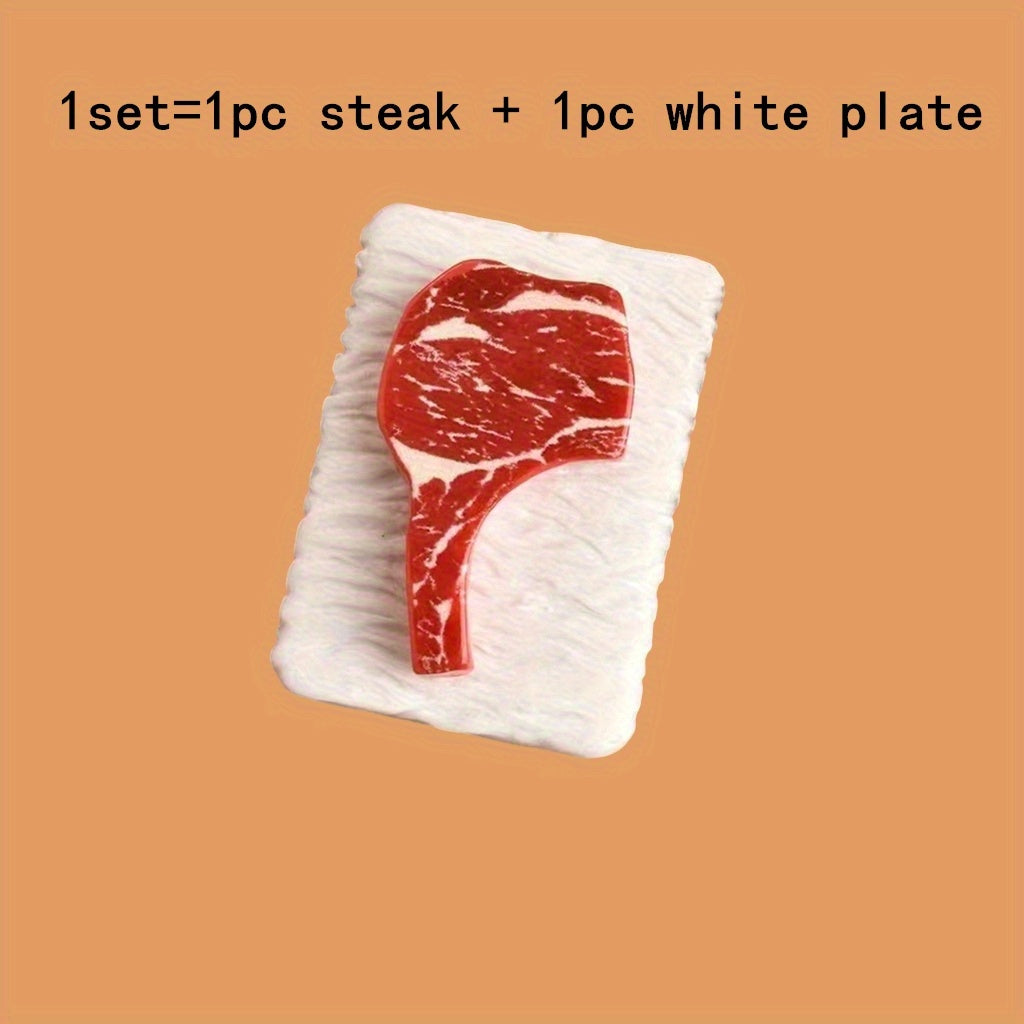 1:12 Dollhouse Steak Model Realistic Resin with Marbling Details DIY Scene Decor