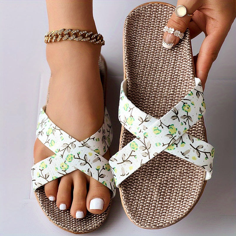 Floral Cross Straps Sandals for Women