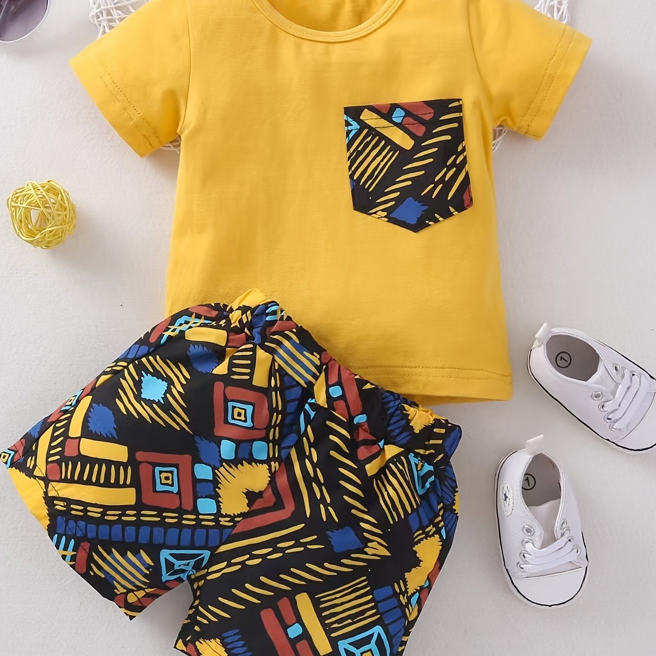Boy's Stylish Plaid Shorts & T-shirt Set - Baby Summer Outfit