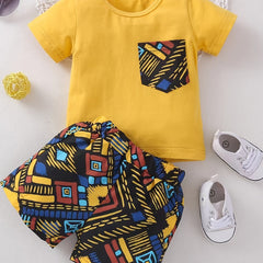 Boy's Stylish Plaid Shorts & T-shirt Set - Baby Summer Outfit